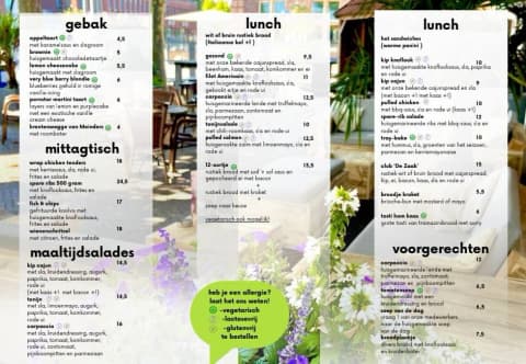 Menukaart De Zaak — pagina 1