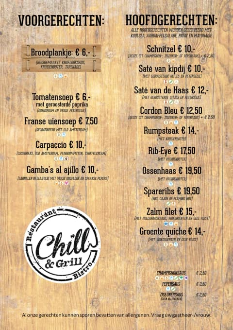 Menukaart Chill — pagina 1
