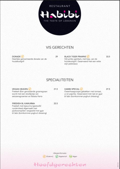 Menukaart Habibi — pagina 3