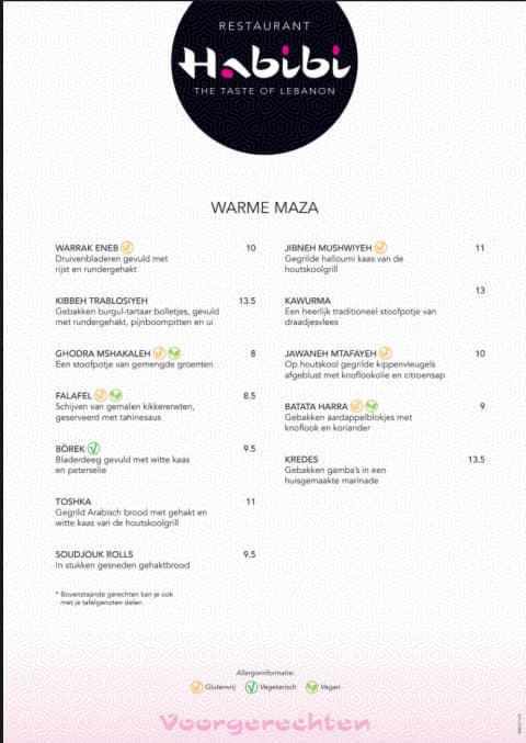 Menukaart Habibi — pagina 5