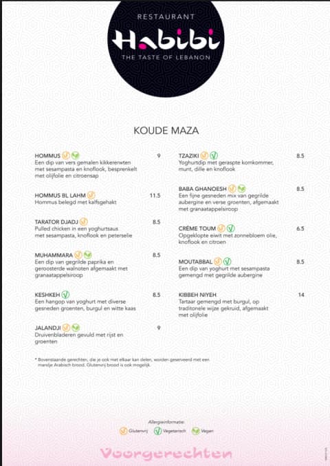 Menukaart Habibi — pagina 6