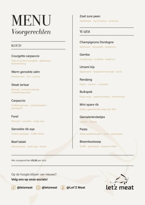 Menukaart Let'Z Meat — pagina 1