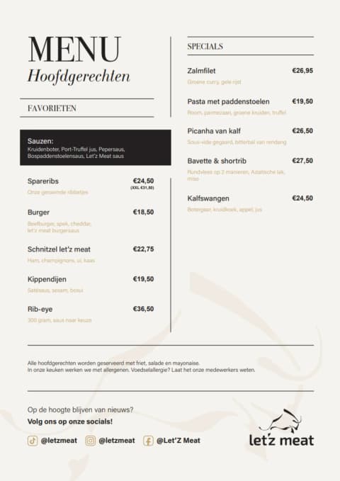 Menukaart Let'Z Meat — pagina 2