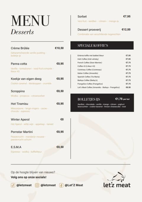Menukaart Let'Z Meat — pagina 3